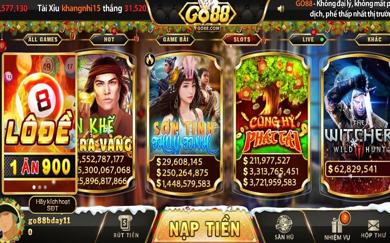 Sảnh game nổ hũ uy tín Go88